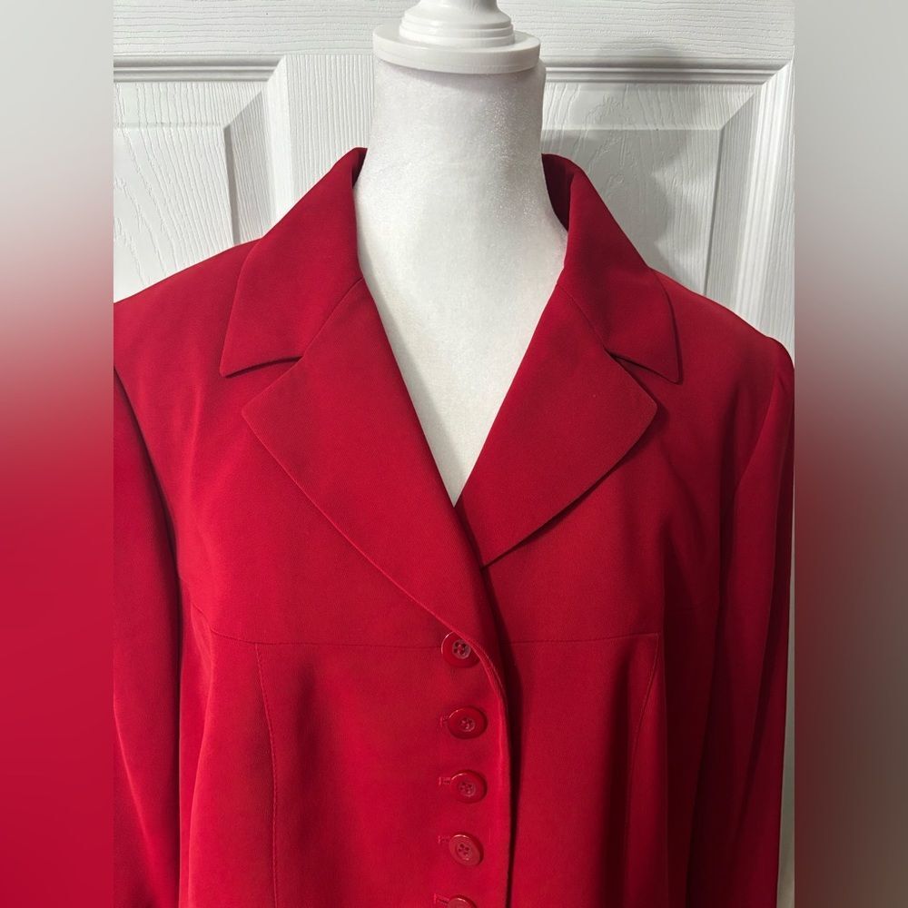 Le Suit Classic Skirt Suit Set Women's Size 14W Red Pockets Lined Holiday READ - Picture 3 of 16